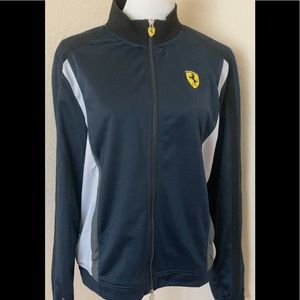 Ferrari jacket track jacket navy blue silver gray zipper jacket Ferrari jacket